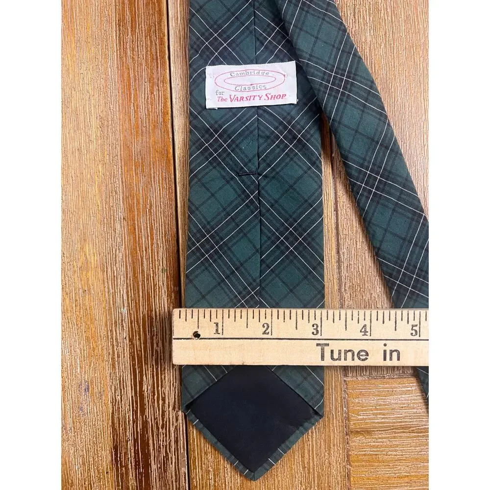 Vintage Cambridge Classics The Varsity Shop Cotton Tartan Plaid Tie Hand Woven